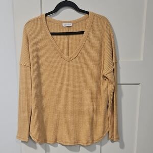 Eileen Fisher Women's Tan V-Neck Top